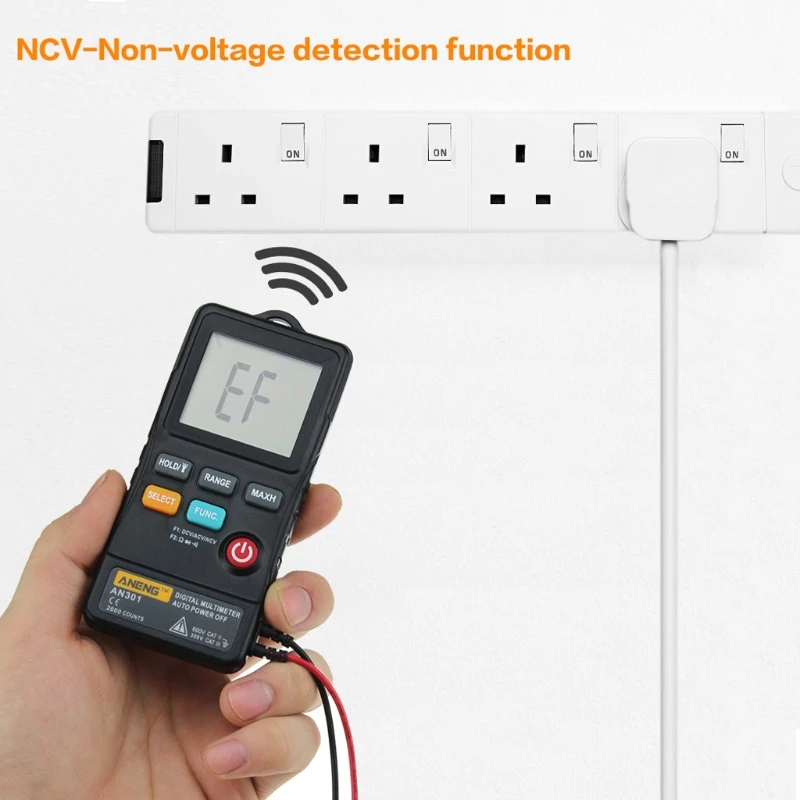 

ANENG AN301 Mini Digital Multimeter 1999 Counts Portable AC DC Voltmeter Resistance Ammeter Meter Tester with LED Light