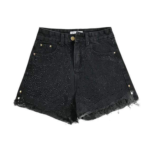 sequin jean shorts