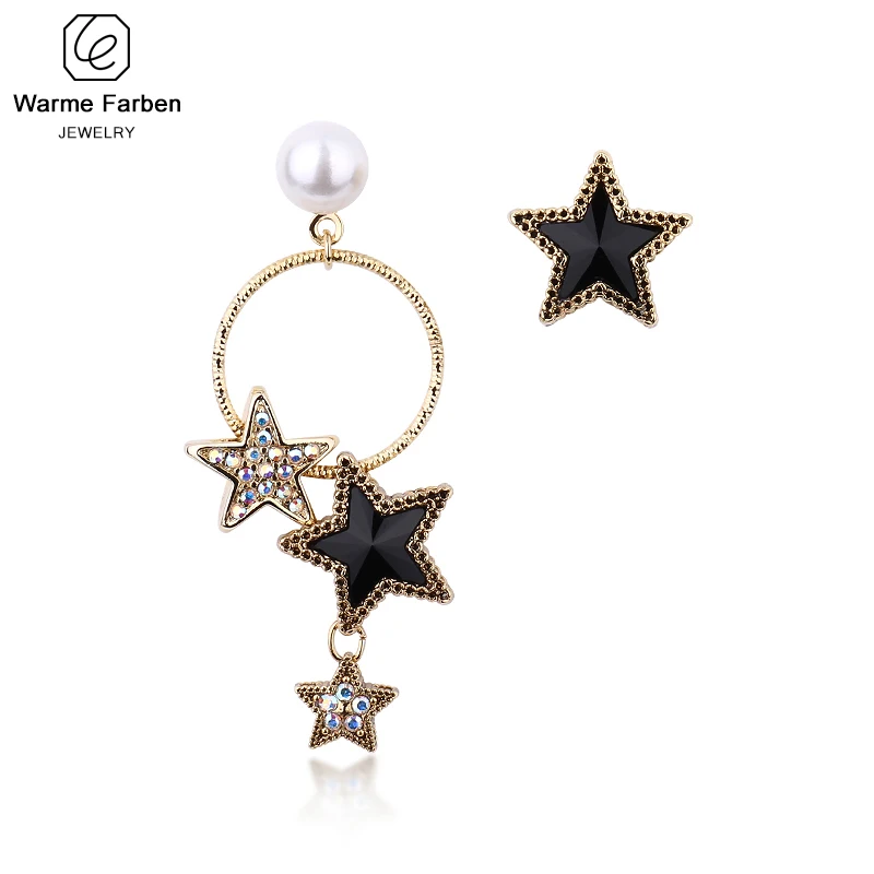 

Warme Farben Women Earring Circle Star Asymmetry Earring Made with Swarovski Crystal Personality Banquet Drop Earring for Female