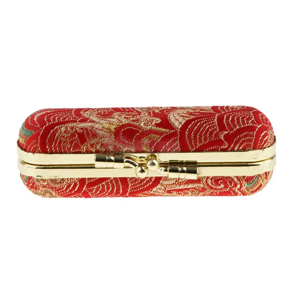 Chinese Traditional Style Handmade Lipstick Lip Gloss Case Storage Box Balm Holder with Mirror Random Color