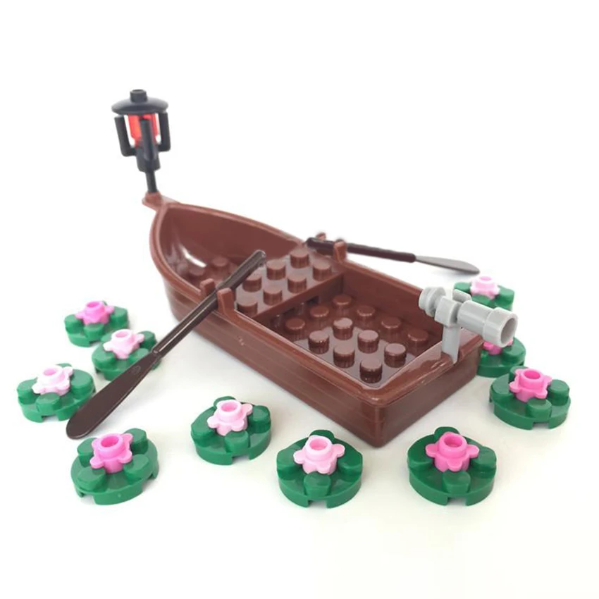 Single Legoingly Boat Ship Set Block with Flower Building Blocks Bricks Set DIY MOC Parts Accessories Kits Toys for Children  (3)