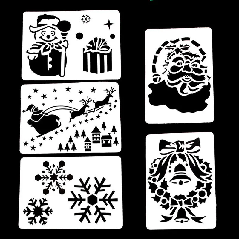 5Pcs New Xmas Spray snow template Christmas Showcase