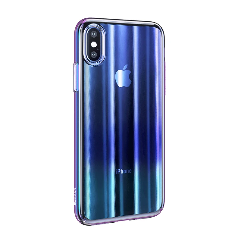 

Baseus Luxury Aurora Case For iPhone Xs Xs Max XR 2018 Fashion Gradient Hard Plastic Case For iPhone Xs Back Phone Cover