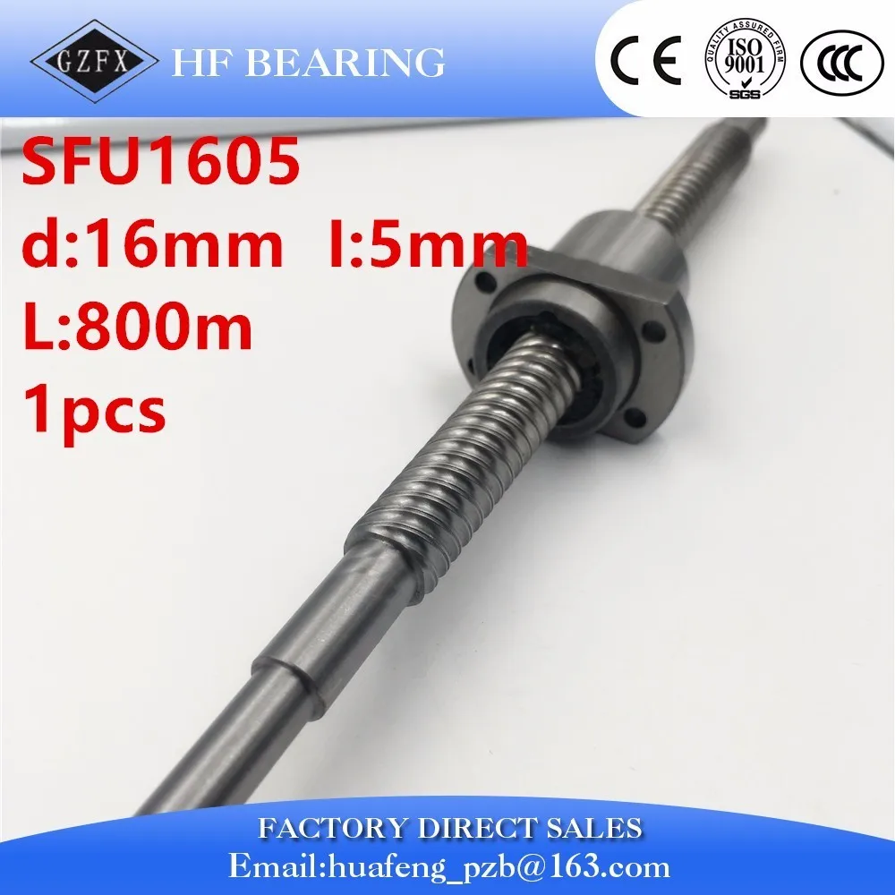 

SFU1605 800mm RM1605 L800mm Rolled Ball screw 1pc+SFU1605 ball nut 1pc CNC parts Carving machine accessories