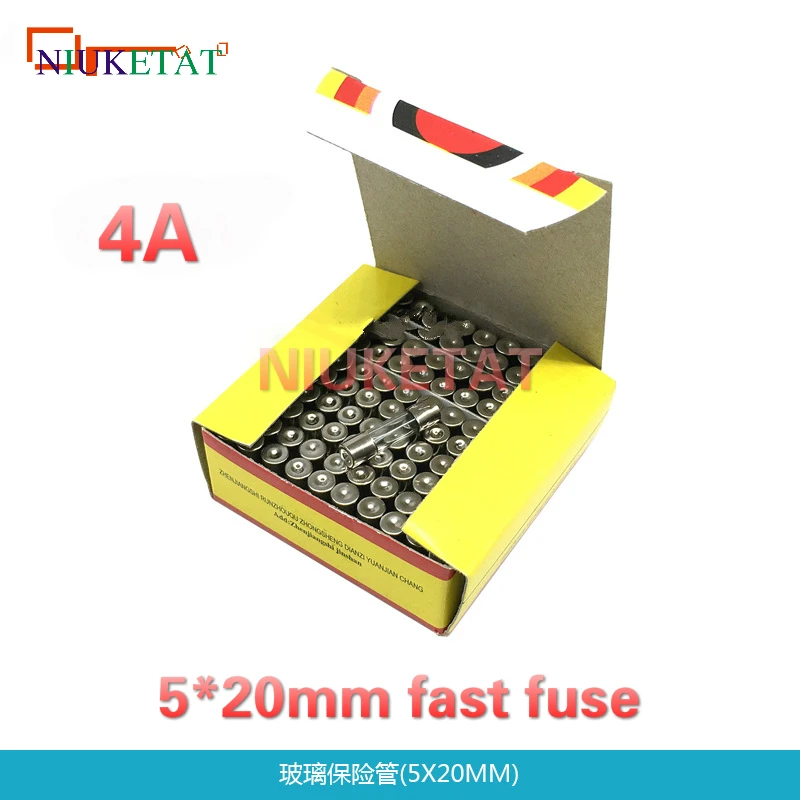100pcs/box 5*20mm 4A 250V Fast fuse 5*20 F4A 4000mA Glass Fuse New and original | Обустройство дома