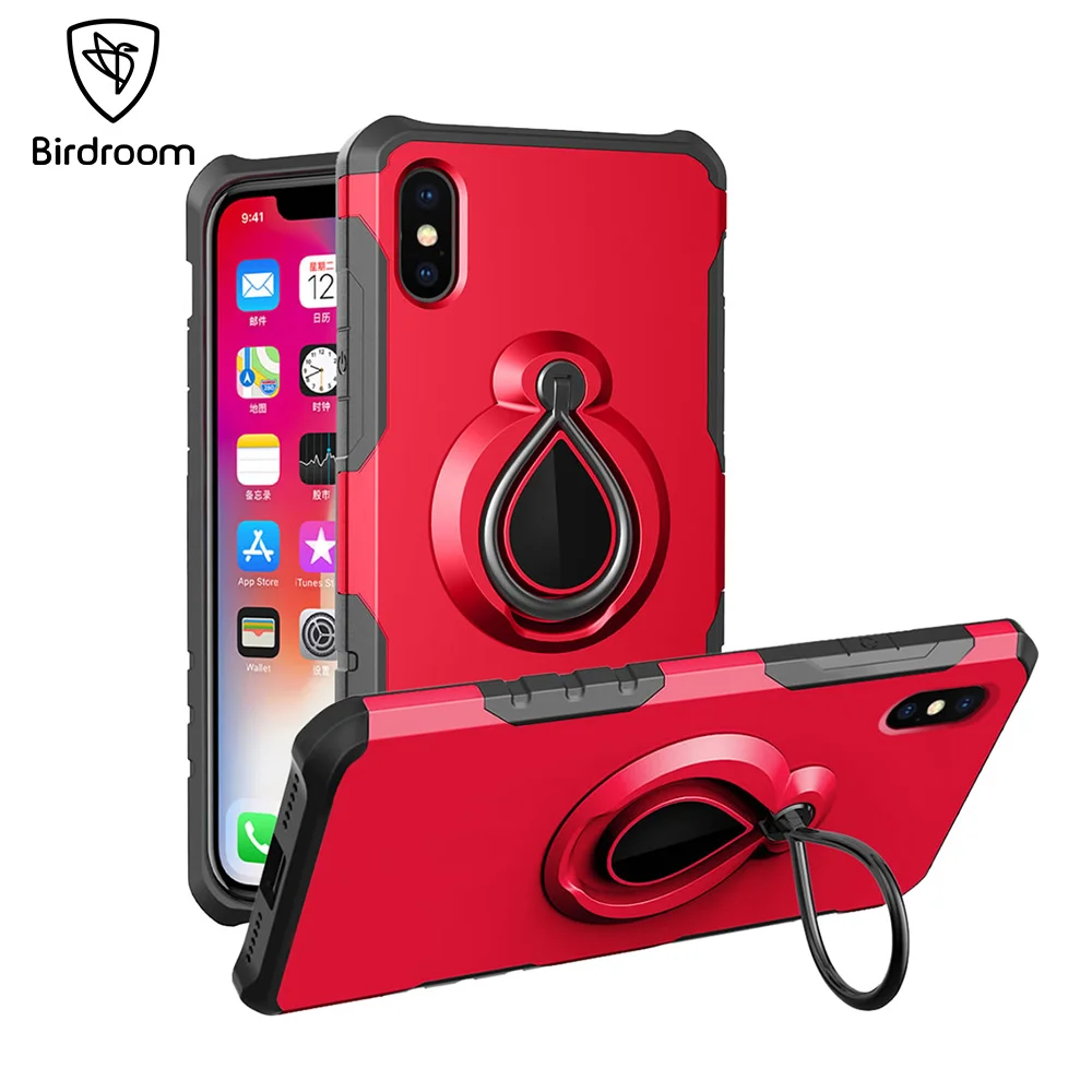 Birdroom Phone Case for iPhone X 7 8 plus TPU PC 2 in 1 Cover With Ring Kickstand |
