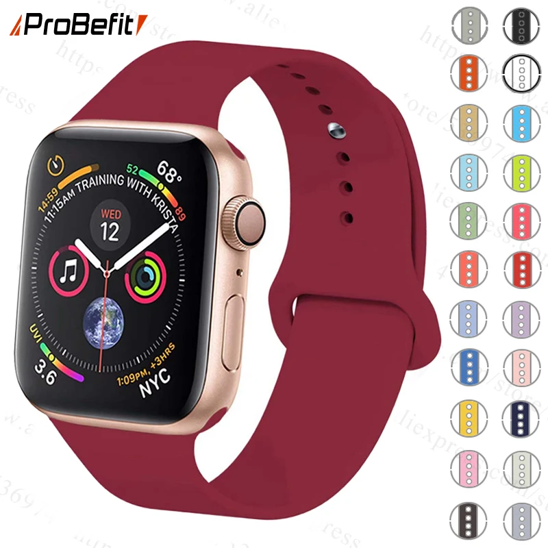 ProBefit soft Silicone Sports Band for Apple Watch 4 3 2 1 38MM 42MM Bands Rubber Watchband Strap for Iwatch series 4 40mm 44mm