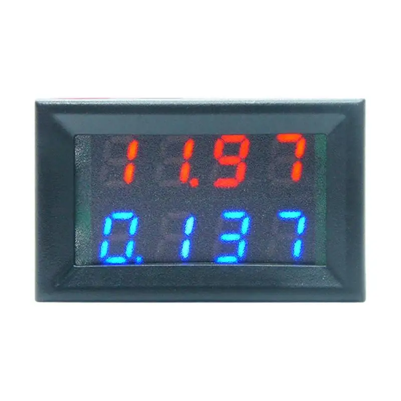 

4 Bit DC 200V 10A Red Blue LED Dual Display Digital Voltmeter Ammeter Voltage Amp Panel Meter 12V 24V Car Current Monitor Tester