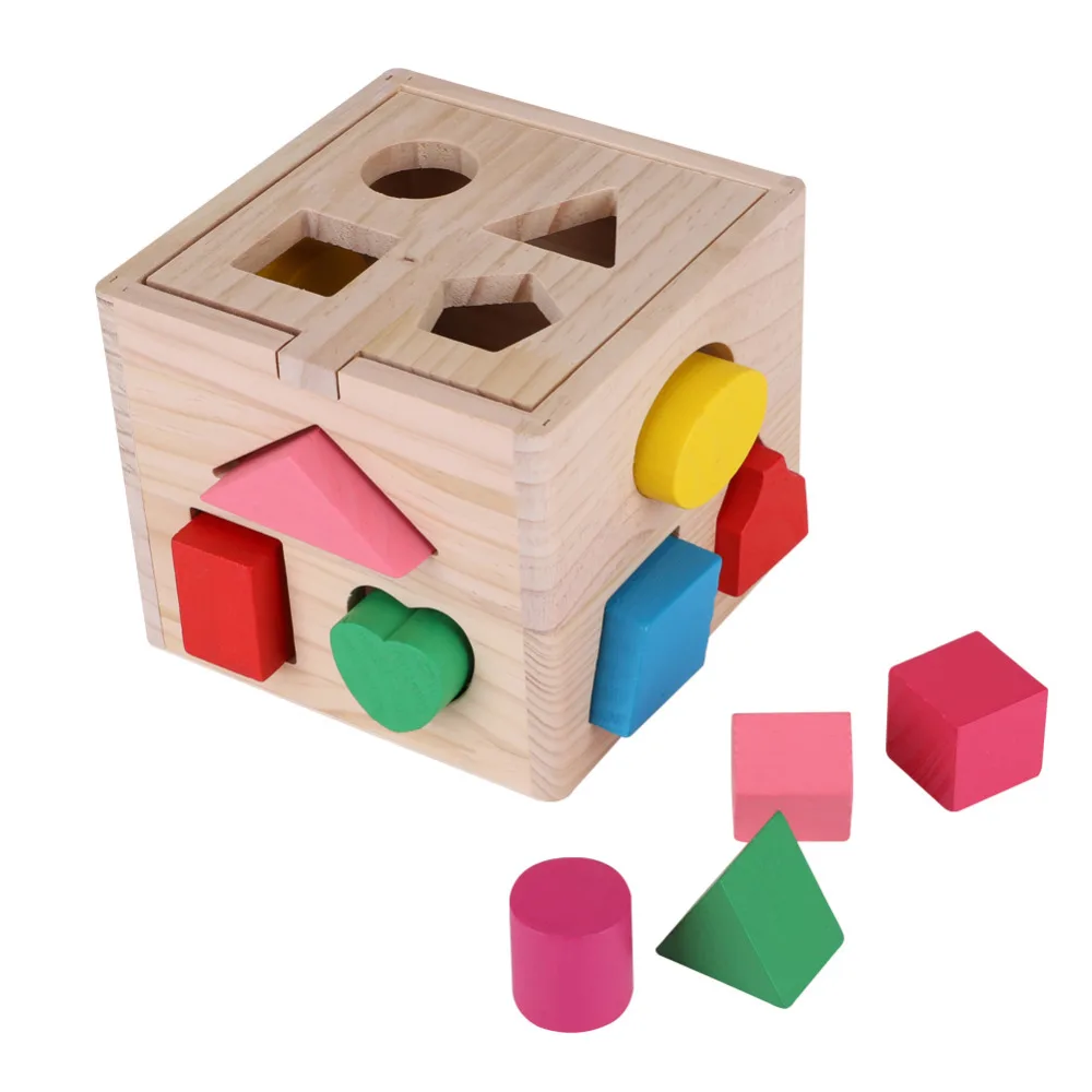

13 Holes Wooden Puzzle 3D Toy Baby Kids Intelligence Wood Geometric Shapes Building Matching Game Child Learning Educational Toy