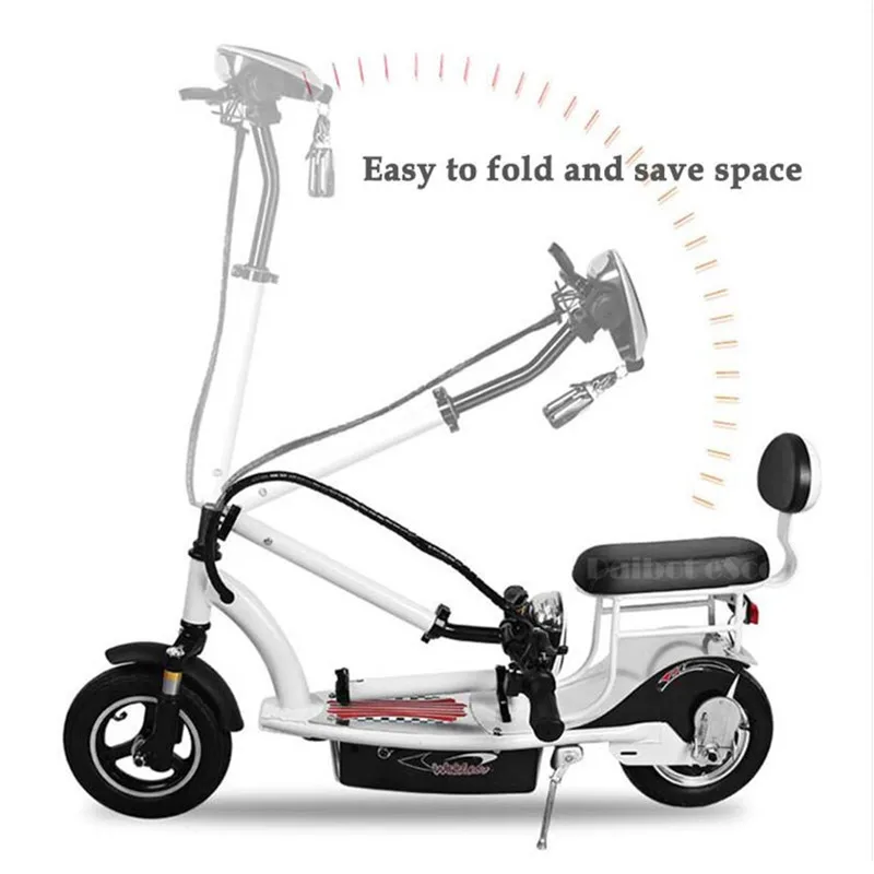 Perfect 10 Inch Folding Mini Electric Scooter 2 Wheel Electric Scooters 36V 350W Protable Electric Kick Scooter With Seat For Women Lady 4