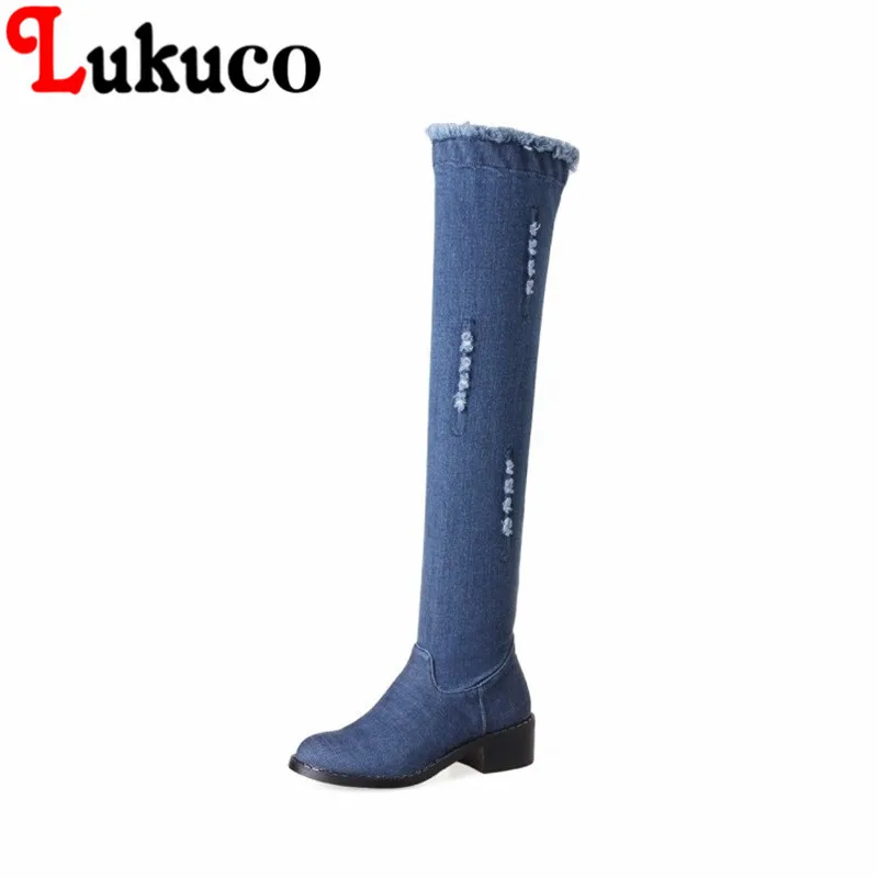 

2018 new fashion style high quality Denim Over-the-Knee boots size36 37 38 39 40 41 42 43 shoes real pictures free shipping