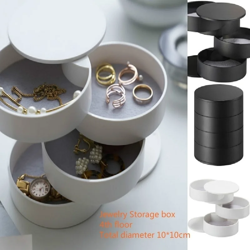 

Jewelry Storage Box with Lid 4 Layers of Rotatable Bedroom Cloakroom Jewelry Cosmetic Box