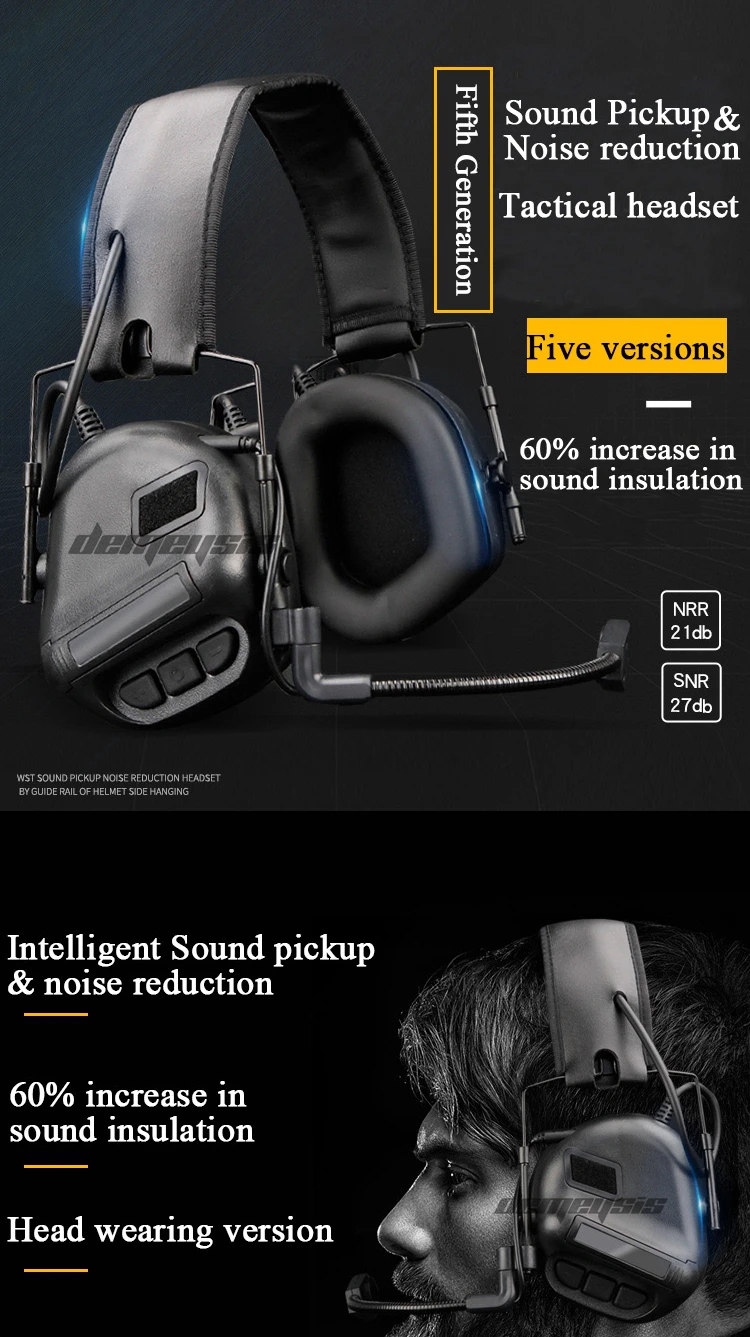 Tactical Headset Noise Reduction Earmuff Outdoor Shooting Hearing Protection Headset Sound Pickup Airsoft Hunting Headphone