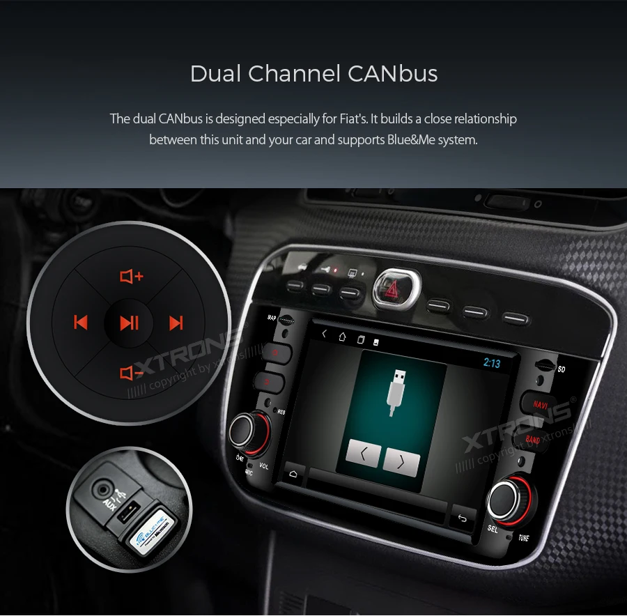 Top XTRONS 6.2" Android 8.1 Car DVD Player for FIAT Punto 199 310 / Linea 323 2012 2013 2014 2015 2016 Radio GPS WiFi TPMS USB SD 1