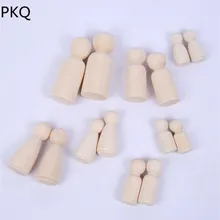 10 шт. 33x14/43X15 мм деревянные колышки для кукол DIY ремесла Незавершенные деревянные люди Мужской/кукла женщина натуральный Гладкий для краски прорезывания зубов игрушки