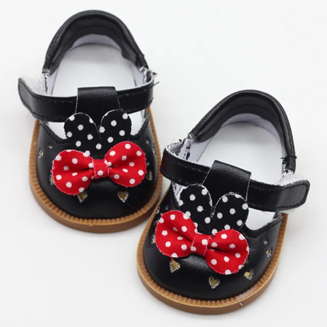New Fashion Baby Doll Shoes 7cm Shoes Leather Shoes With Bow Fits 43cm
