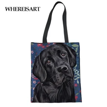 WHEREISART Ротвейлер овчарка сумки многоразового использования для покупок продуктовый экологический холст женская повседневная сумка на плечо прочный органайзер для путешествий