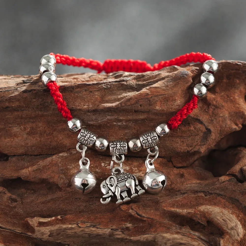 AMOURJOUX Fashion A Bracelet Red Thread Red String Elephant Charm Dual