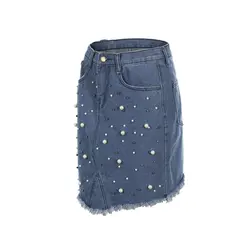 Для женщин Летняя одежда джинсовая юбка Высокая Талия Sexy GIrls Bodycon Повседневное тонкий карандаш мини-юбка геометрическим Размеры