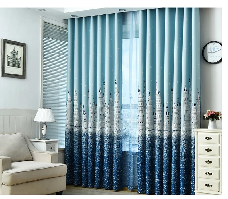 

Brief fashion cartoon Eco-friendly quality cloth curtains/ tulles can customize