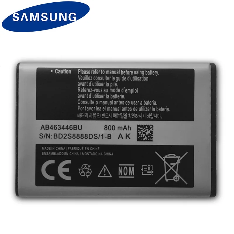 Samsung аккумулятор AB463446BU AB553446BU для Samsung C3300K X208 B189 B309 GT-C3520 E1228 GT-E2530 E339 GT-E2330 800 мА-ч