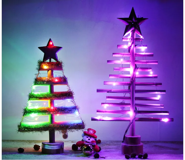 Освещение Рождественская елка из цельного дерева, Настольная витрина для отеля, мягкое украшение для рождественской елки, деревянные Звездные праздничные украшения