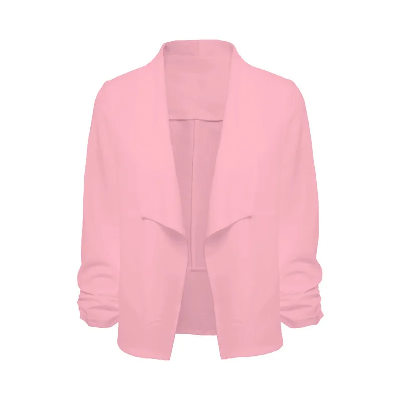 Fashion Women 34 Sleeve Blazer Formal Elegant Ladies Casual Daily  Open Front Short Cardigan Suit Jacket Work Office Coat #5F08 (12)
