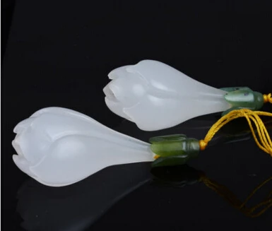 

Jew3115 Hetian green jade jasper necklace pendant white chinese emerald flower floral