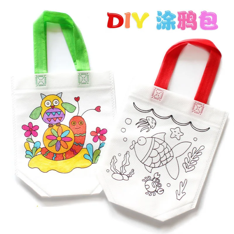 Детская сумка с граффити для защиты окружающей среды ручной работы, ручная роспись, материалы для рисования, головоломки, игрушки для раскрашивания