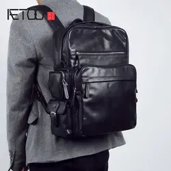 BJYL мужская кожаная сумка на плечо полный кожаный рюкзак модный бизнес яловая сумка для компьютера большой емкости рюкзак