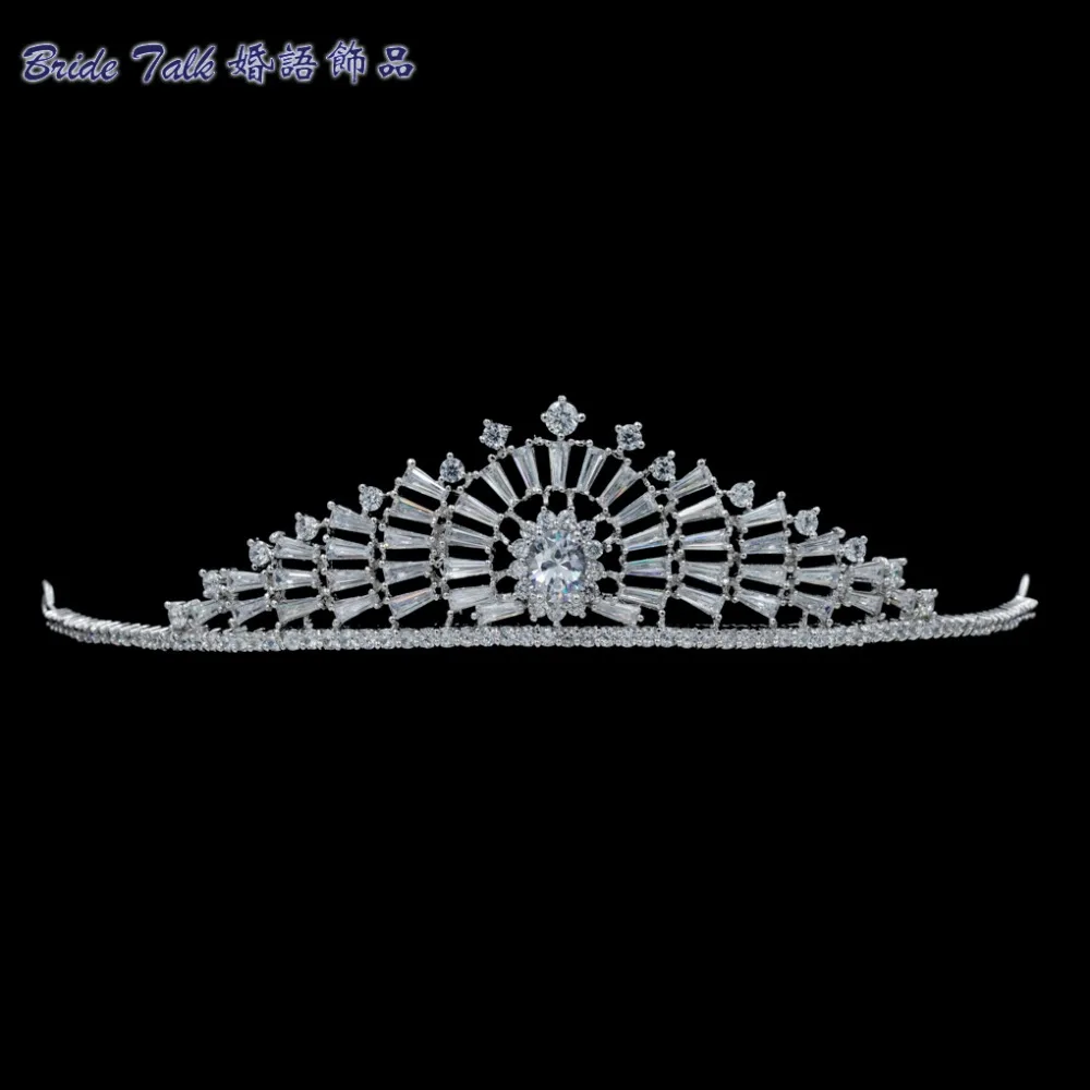 

Wedding Brides Tiara Crown Hair Jewelry Accessories Micro Pave AAA CZ Birthday Party Headbands HG0044