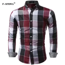 F-SFRWA Для мужчин рубашки мужская одежда рубашки мужской одежды социальных Повседневное мужская клетчатая рубашка бренд Chemise Homme большой размер 3XL