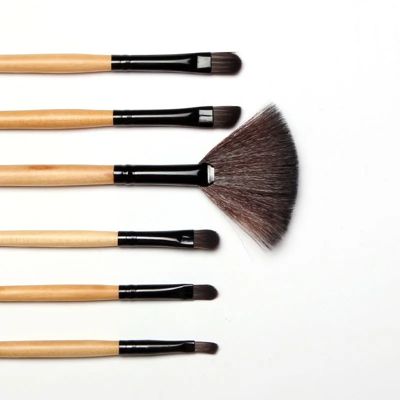 Профессиональный 18 шт. натуральный козья шерсть черный и кисточки с деревянной ручкой для макияжа Наборы с черной сумкой