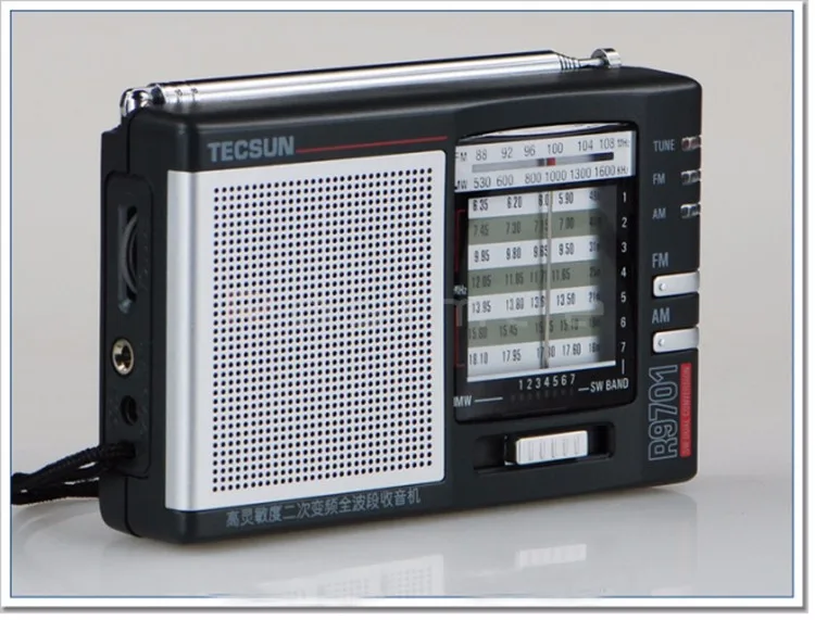 Розничная- TECSUN R-9701 радио FM/MW/SW радио многодиапазонный радиоприёмник Двойное преобразование внешняя антенна портативное радио