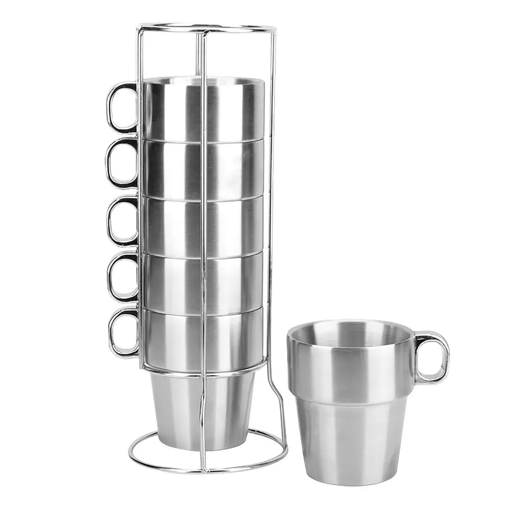 

Stainless Steel Double Layer Heat Insulation Coffee Cups Reusable Stackable Portable beer Cups Multipurpose cup