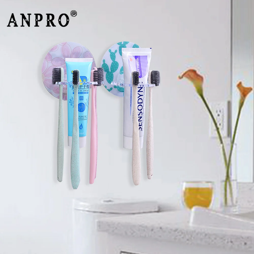 

Anpro 1PC Multi- slot Toothbrush Holder Toothpaste Facial Cleanser Storage Rack Shaver Toothpaste Dispenser Bathroom Organizer