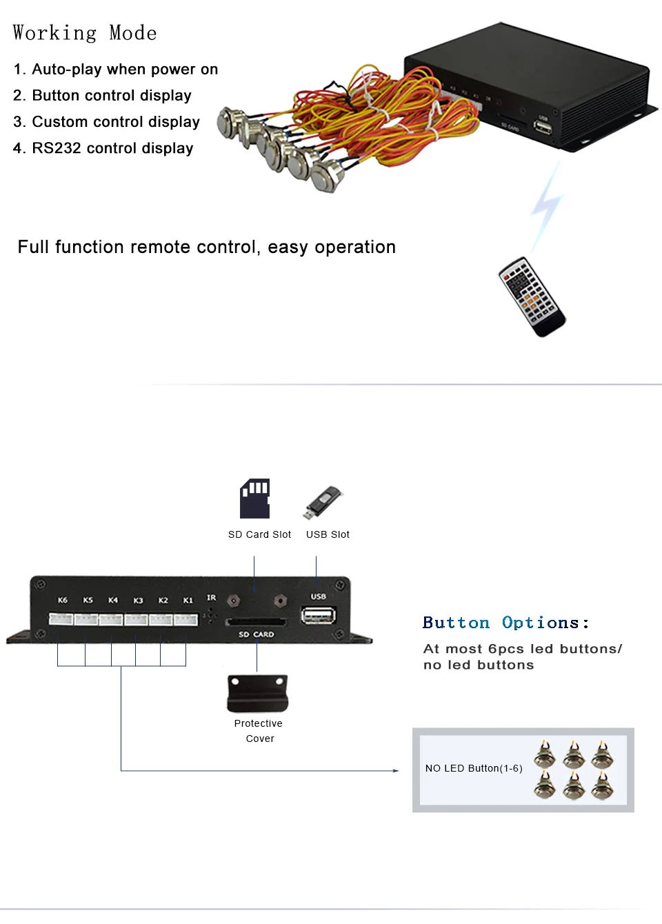 MPC1005-6 розничный магазин кнопочный оптический и HD выход RS232 управление Гарантировано Реклама медиаплеер