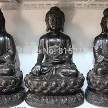 Bi00872 Тибет Буддизм Медь Бронзовый Три святых Запада Будда набор kwan-Инь статуя