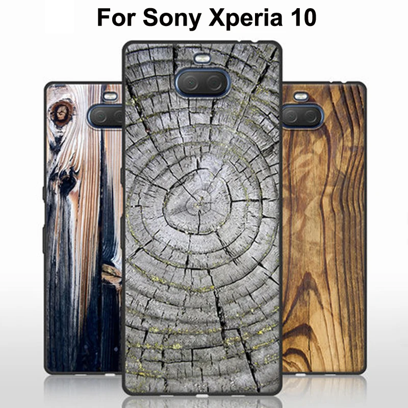 

For Sony Xperia 10 Case wood stone pattern soft silicone TPU phone Case For Sony I4293 cover For Sony 10 coque For Sony Xperia10