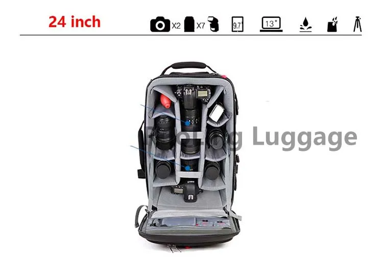LeTrend фотография прокатки багажа Spinner цифровой плеча чемодан на колесах SLR камера тележка для каюты высокой емкости дорожная сумка