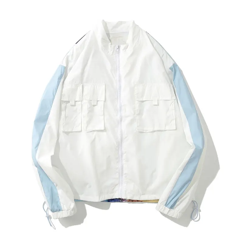 Color Block Patchwork Printed Thin Jackets 2