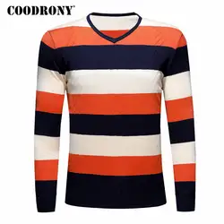 COODRONY свитер Мужская одежда 2018 осень зима кашемировые шерстяные свитера повседневные полосатые рубашки с длинным рукавом v-образный вырез