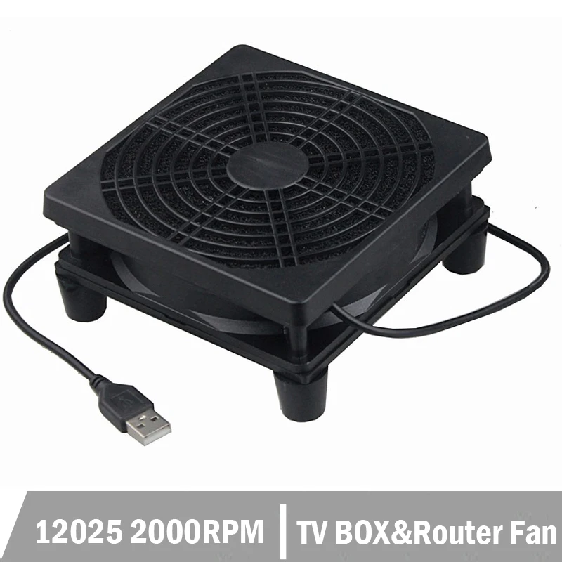 

2PCS Gdstime Router Cooling Fan TV BOX Wireless Cooler Fan 5V USB 120MM Fan 120x120x25mm 2000RPM