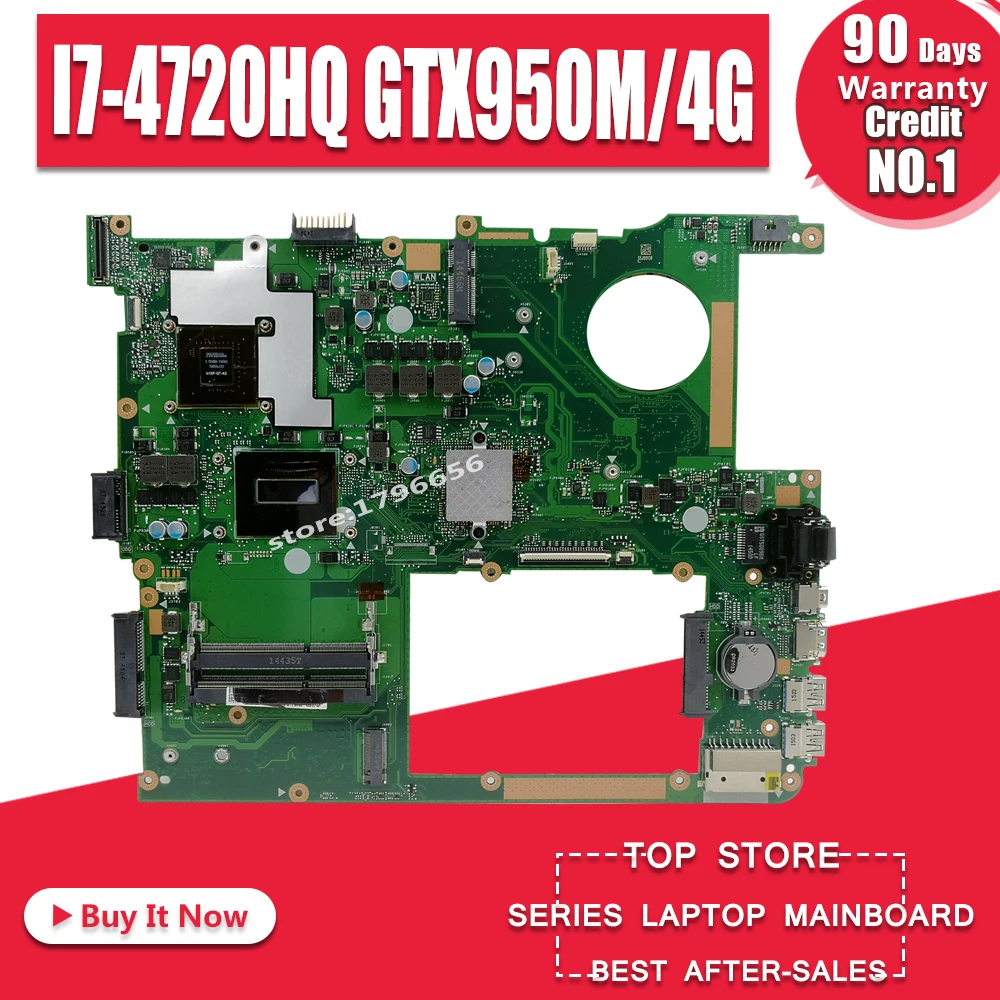  N751JX Laptop motherboard for ASUS N751JX N751JK N751J N751J Test original mainboard LVDS/EDP I7-47