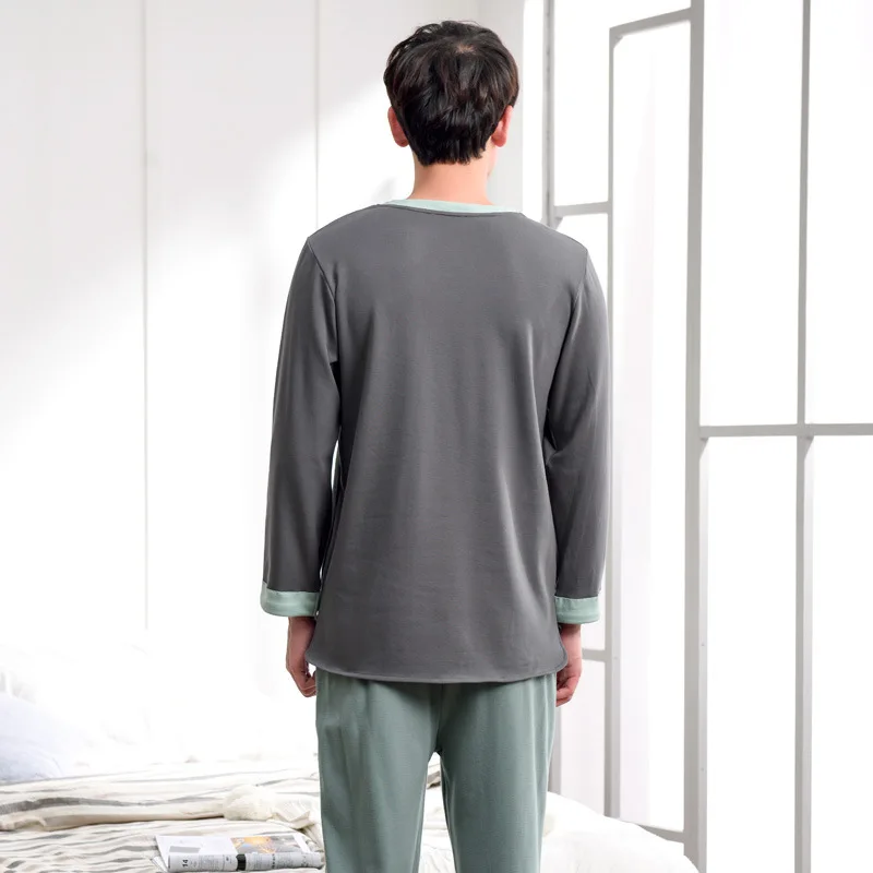 Men spring and autumn wearable long sleeve and pants men youth cotton XL casual pajamas sets pajama set men sleepwear