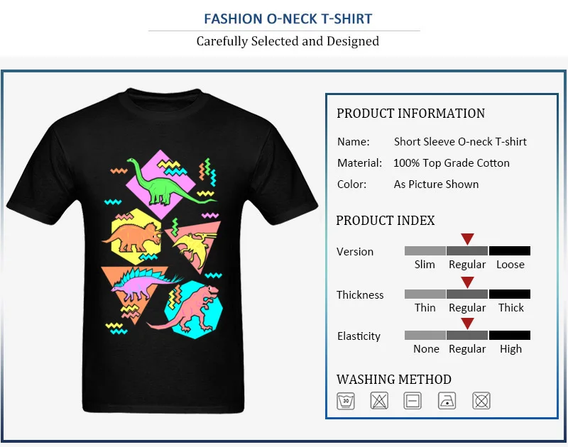 Nineties Dinosaur Pattern Men Cheap Tops Shirts O-Neck Thanksgiving Day 100% Cotton Top T-shirts Printed On Tee-Shirts Nineties Dinosaur Pattern