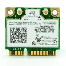 SSEA для Intel беспроводной AC 3160 3160HMW Половина мини PCI-E карта 802,11 b/a/g/n/ac 2,4G/5 ГГц 433 Мбит/с wifi+ Bluetooth 4,0 карта