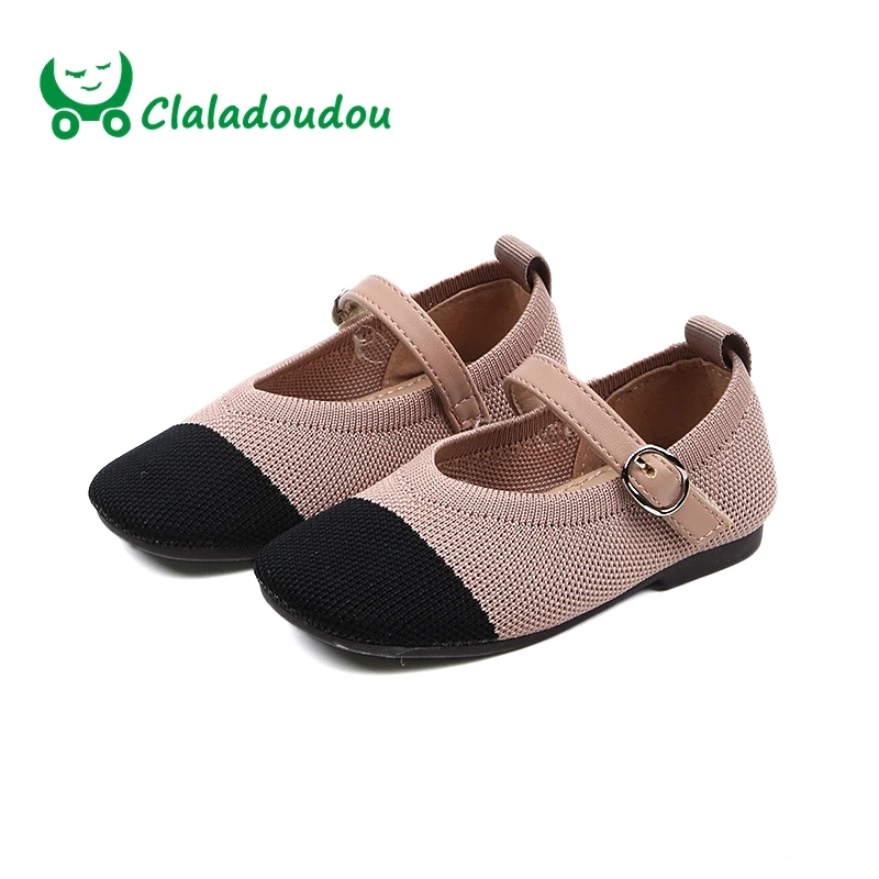 

Claladoudou 13.5-18.5CM Knitting Fashion Girls Shoes 1-6Years Old Baby Girls Flats Shoes Breathable Toddler Girl Dance Shoes