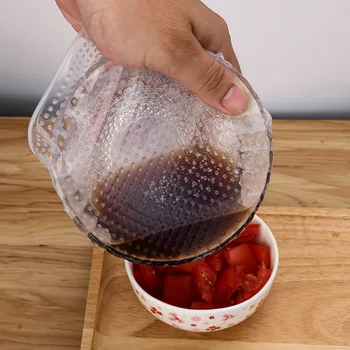 

Reusable Silicone Wrap Film Reutilizable Lids Fresh-keeping Cover for Food Stretchable Easy To Clean 1piece