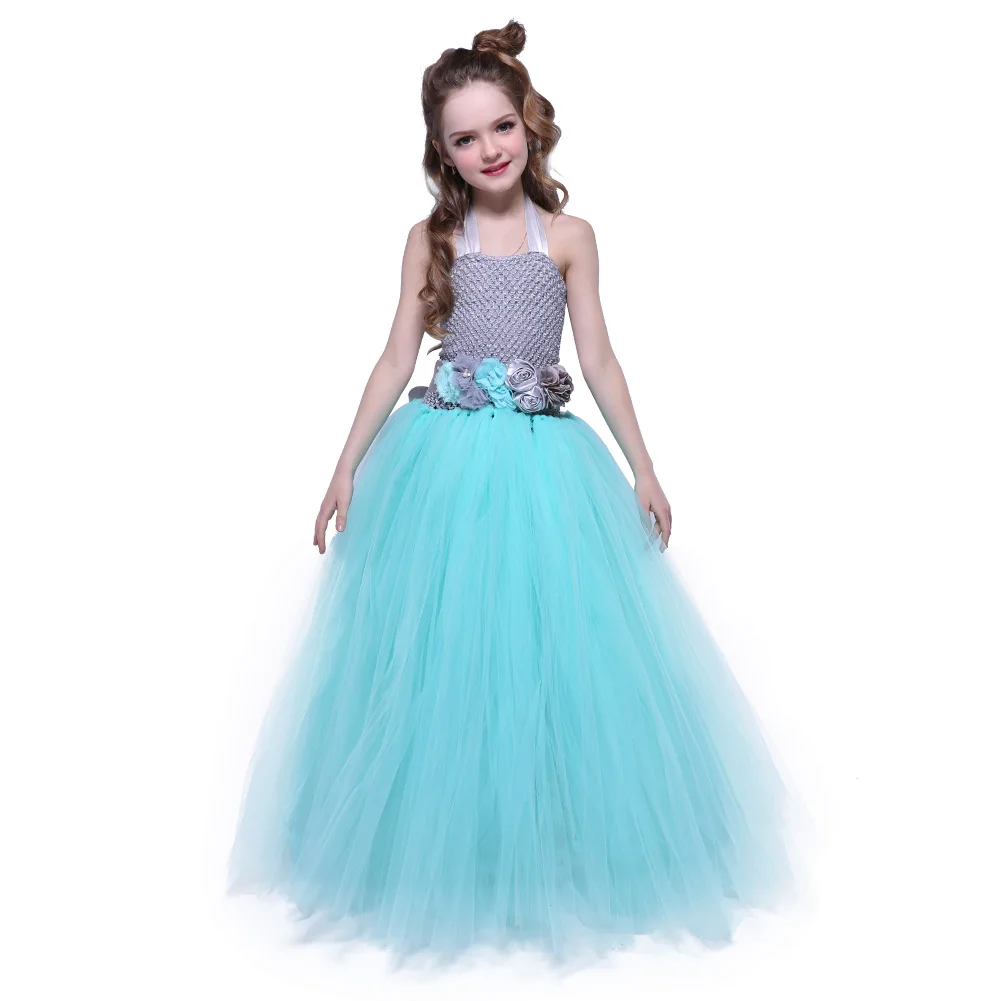 

Children Sleeveless Floor Length Junior Girls Prom Dresses Girls Formal Wear Clothes Girls Party Dresses Age 10 with Flower Sash